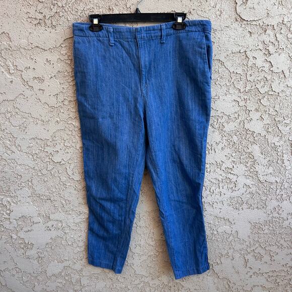 Rag & Bone High Rise Linen Cropped Jean Tuxedo Stripe Size 30 - Picture 2 of 7